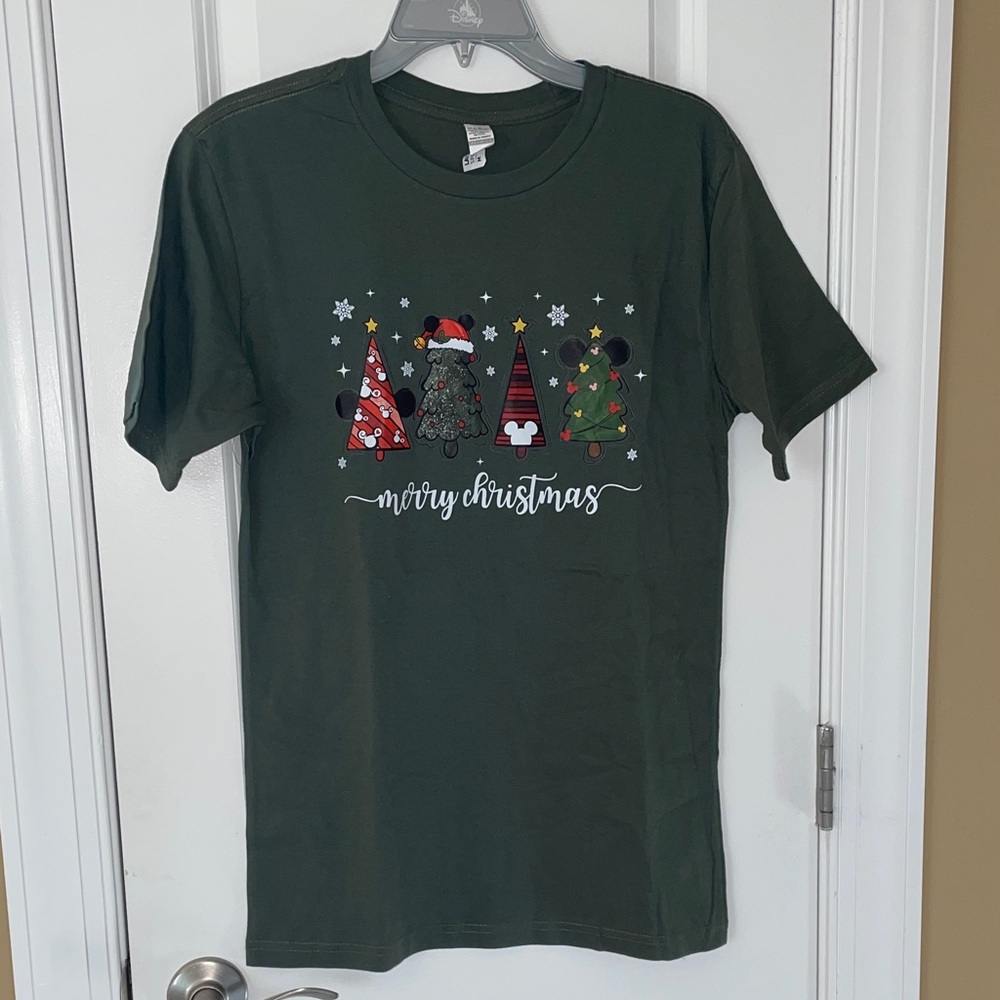 Tultex Mickey Mouse Forest Green Christmas Tree T-Shirt